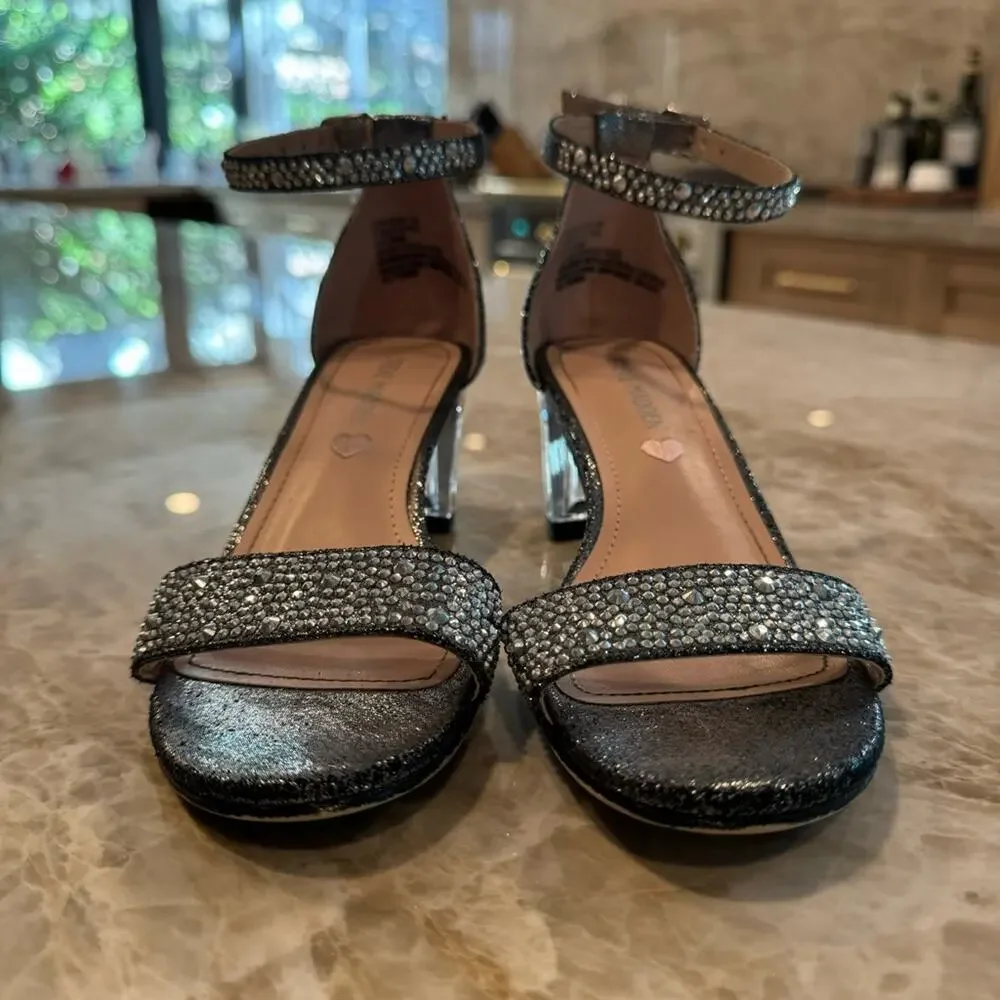 Steve Madden Kids Rhinestone Ankle Strap Heeled Sandals size 2 kids